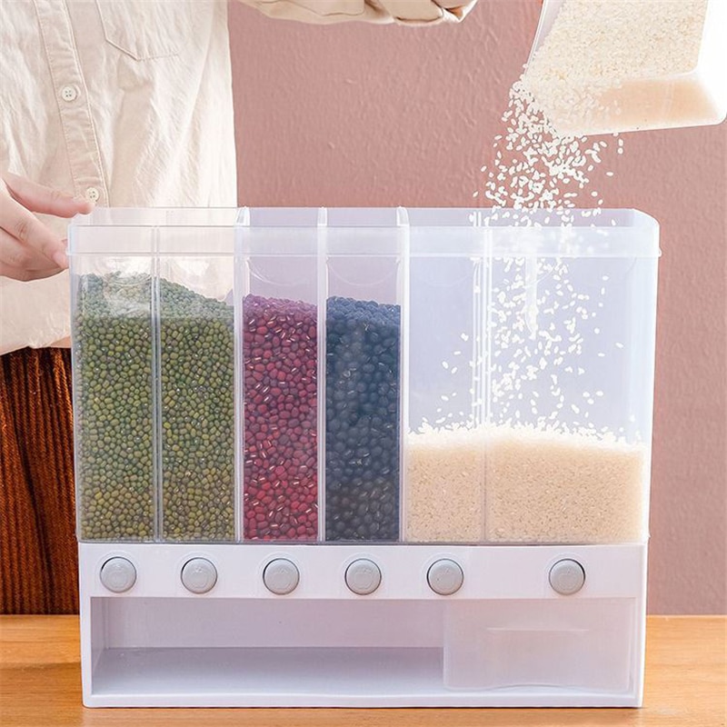 thumbnail interactive-video image 1 of 22lb Rice And Grain Storage Container With Dispenser - Food Grade PP Sealed Kitchen Organizer 1 of 4