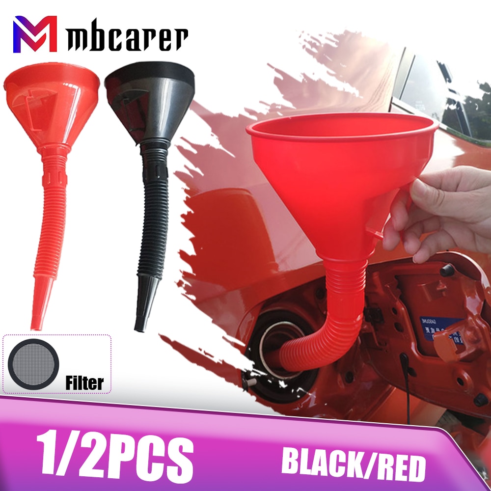 LIFKOME 2pcs Engine Oil Funnel With Filter Net Long Mouth Fluid Funnel For Gasoline Kerosene Engine Fluids