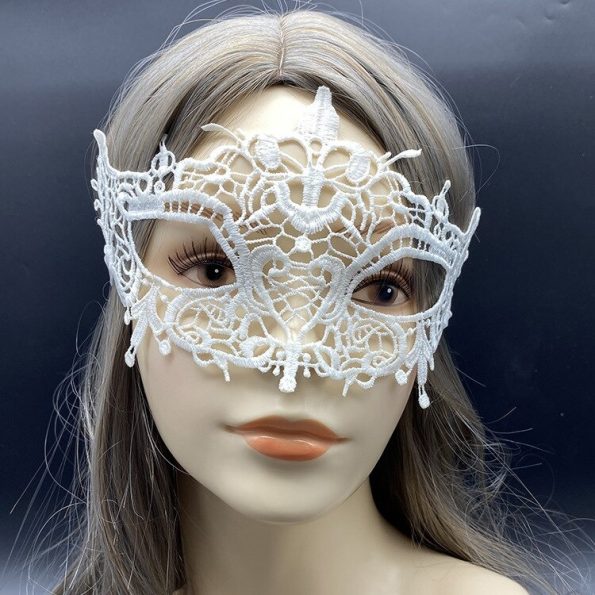 Womens Deluxe Female Face Mask White Plastic Masks Cardboard Halloween Costume