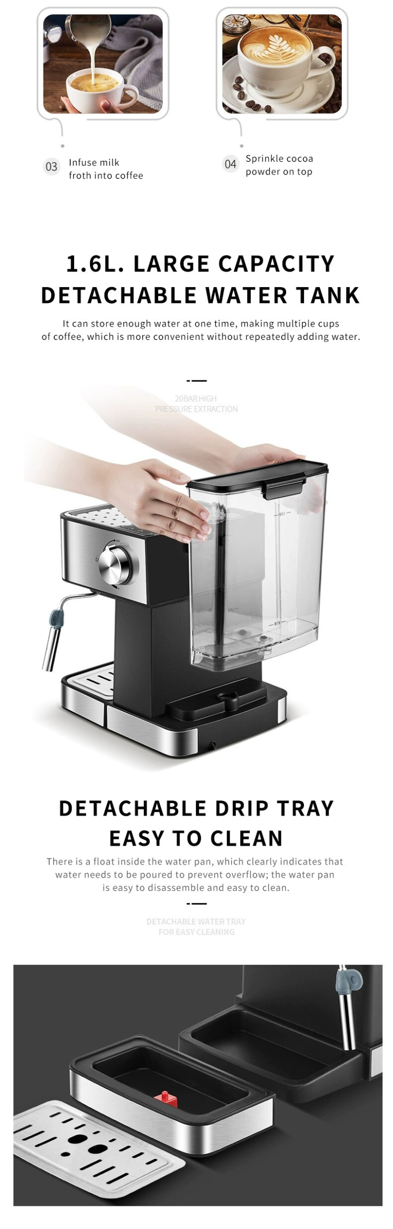 Sokany 6862 Semi-Automatic Portable 15 Bar Espresso Coffee Machine ...