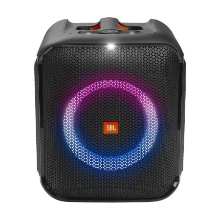 JBL Partybox Encore Essential Portable party speaker with powerful 100W sound, built-in dynamic light show, and splash proof design.