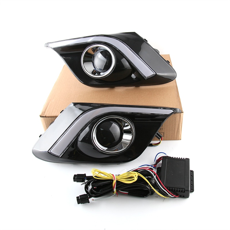DRL LED Fog Lamp With Turn Signal For Mazda 3 Axela 2014 2015 – White/Yellow