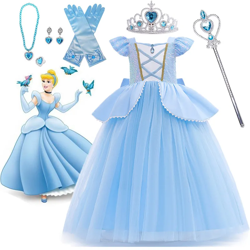 Disney Cinderella Cosplay Costume Kids Birthday Party Ball Gown Girls Lace  Sequins Princess Skirt Halloween Performance Clothing - Sophie's Online  Shopping - Sophie's Online Shopping