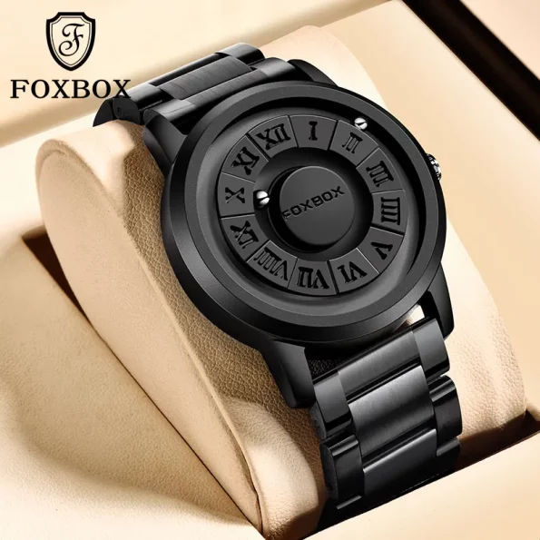Foxbox Man Watch Creative Stainless Steel Band Scrolling Beads Quartz ...