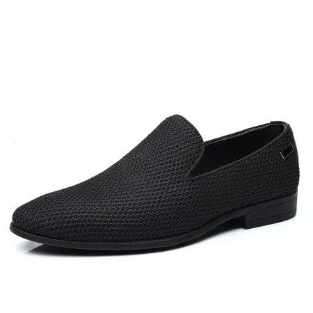 Mens mesh fabrConcise Shoes Men’s Business Dress Pointy Plaid Black Shoes Breathable Formal Wedding Shoes Men Zapatos Hombre 1
