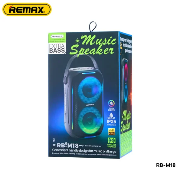 REMAX Portable Wireless Speaker Party LED Light 20W Power Bluetooth 5.4 ...