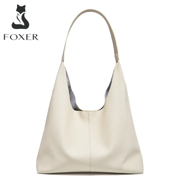 FOXER Fashion Split Leather Handbag Women Underarm Bag Tote Spring-Summer Lady Large Casual Hobo Shoulder Bag Pefect Gift