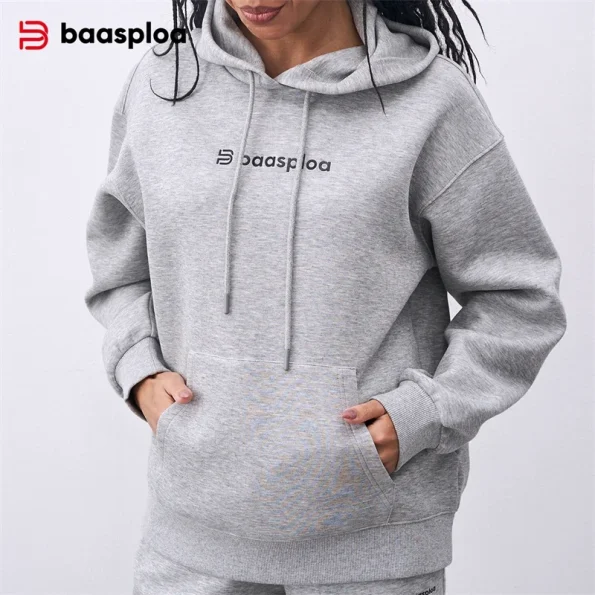 Baasploa Women Hoodie Fashion Loose Sweaters Casual Clothing Breathable Comfortable Soft Women Hooded Sportswear