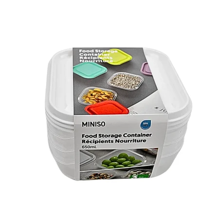 Colorful Square Food Storage Containers (650mL, 3 pcs)