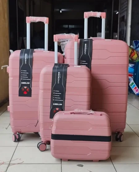 4 in 1 Luxurious Unbreakable Travel Suitcase Size 4, ▪Zipper closure frame, ▪360 Easy-glide spinner wheels, ▪Telescopic handle. Luggage Bags
