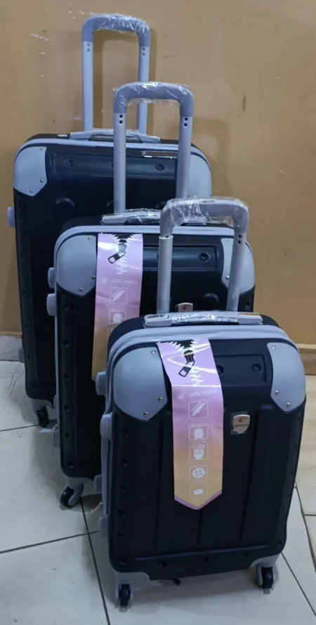 3 in 1 Luxurious Fibre Travel Suitcase (3 Set), 360 Easy-glide spinner wheels, Zipper closure frame. Luggage Bags