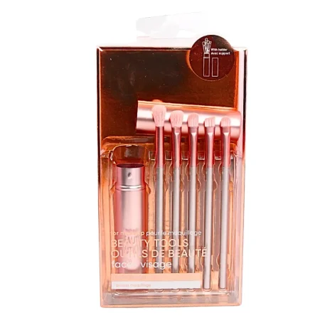 Portable Eye Makeup Brushes Set with Holder (5 pcs, Pink)