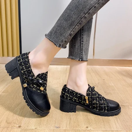 Luxury Designer Single Shoes Women's Pump 2025 Spring/autumn New Thick High Heels Women's Shoes Fashionable Casual Elegant Shoes