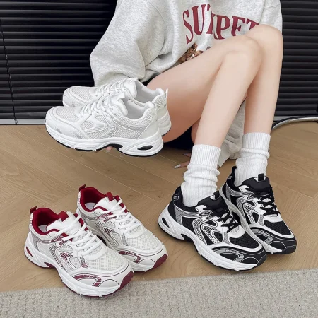 Women's All Seasons Lightweight Breathable Casual Shoes, Thick Soled Height Increasing Sports Shoes