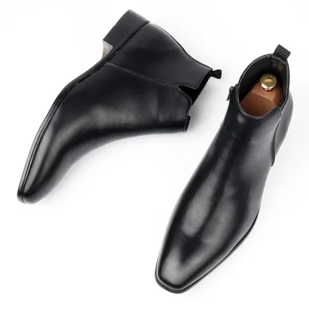 Men's Chelsea Boots Versatile Fashionable Imported Short Boots Square Head Pvc Upper Winter Season Specialty