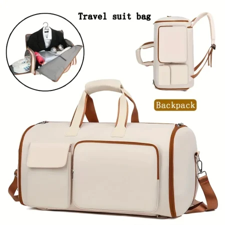 Large Capacity Nylon Travel Package With Dry Wet Separation, Shoulder Strap, Pullrod Cover - Multi Functional