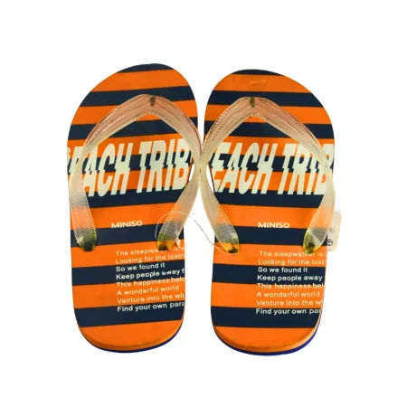 Contrast Color Striped Men＇s Flip Flops (Orange, 42-43)