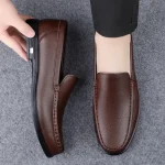 Spring Genuine Leather Men\'s Loafers Comfortable Slip-on Driving Casual Low Heel Shoes Soft Bottom Business Dating Loafers Shoes