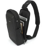 CoolBell Men Chest Bag Black w/ Nighttime Reflective Strip Riding Small Crossbody Bag Waterproof Messenger Bag for 7.9 inch iPad