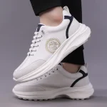 New Designer Leather Sneakers for Men Autumn Winter New Designer Casual Shoes Male Solid Color Outdoor Sports Running Shoes Man