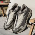 Baasploa Men Hiking Shoes Mesh Breathable Outdoor Sneakers Brand New Comfort Trail Running Shoes Non-Slip Wear-Resistant Zip