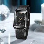 CRRJU 2021 New Square Watch Men with Automatic Week Date Luxury Stainless Steel Gold Mens Quartz Wrist Watches Relogio Masculino