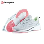 Baasploa Women Running Shoes Comfort Lightweight Sport Shoes New Mesh Breathable White Casual Sneakers Lace-Up Non-Slip
