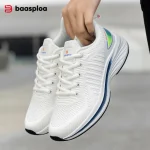 Baasploa Women Running Shoes Comfort Lightweight Sport Shoes New Mesh Breathable White Casual Sneakers Lace-Up Non-Slip