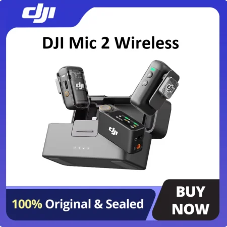 DJI Mic 2 Wireless Microphone with Intelligent Noise Cancelling 32-bit Float Internal Recording Optimized Sound