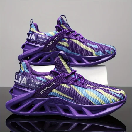 Blade Sole Sport Running Shoes Men Women Lightweight Breathable Casual Sneakers Camouflage EVA Sole Fitness Travel All-Season Unisex Shoes