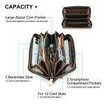 CONTACT’S Genuine Leather Clutch Bags for Men High Quality Zipper Clutch Wallet Card Holder Money Clip Phone Pocket Handbag Male