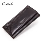 Contact's Genuine Leather Long Wallet Clutch Zipper Coin Purse Phone Passport Holder Large Capacity Wallet