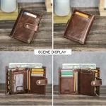 Contact’s Genuine Leather Men Short Wallet Bifold Hasp Coin Pocket Card Holder Money Clip Wallet