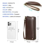 CONTACT’S Genuine Leather Clutch Bags for Men High Quality Zipper Clutch Wallet Card Holder Money Clip Phone Pocket Handbag Male