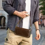 CONTACT’S Genuine Leather Clutch Bags for Men High Quality Zipper Clutch Wallet Card Holder Money Clip Phone Pocket Handbag Male