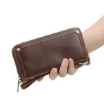 CONTACT’S Genuine Leather Clutch Bags for Men High Quality Zipper Clutch Wallet Card Holder Money Clip Phone Pocket Handbag Male