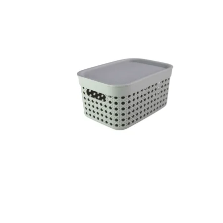 Bamboo Weaving Lidded Storage Basket(Gray)