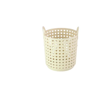 Bamboo Weaving Round Handled Storage Basket (L)(Beige)