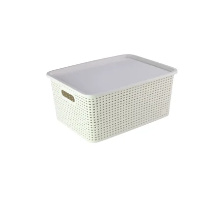 Plaid Storage Basket with Cover (L)
